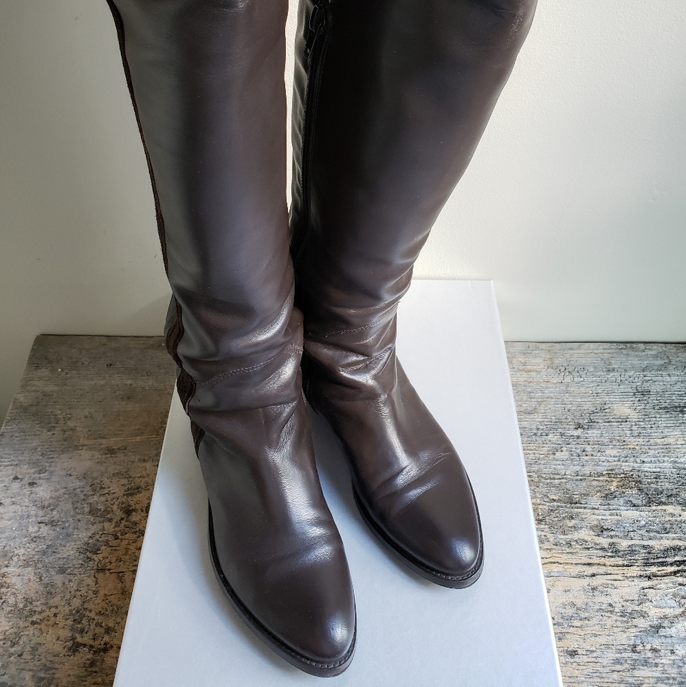Vera Cuoio Brown Leather Over The Knee Boots